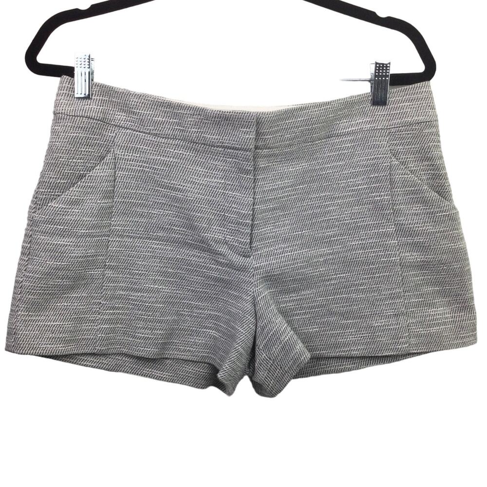 Ann Taylor Loft Preppy Minimalist Textured Mid Rise Flat Front Neutral Shorts 8